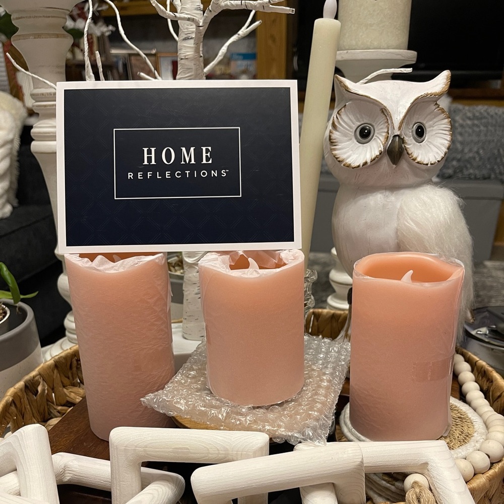 HOME REFLECTIONS Set of 3 Flameless Candles With Remote Control In Coral - Picture 10 of 11